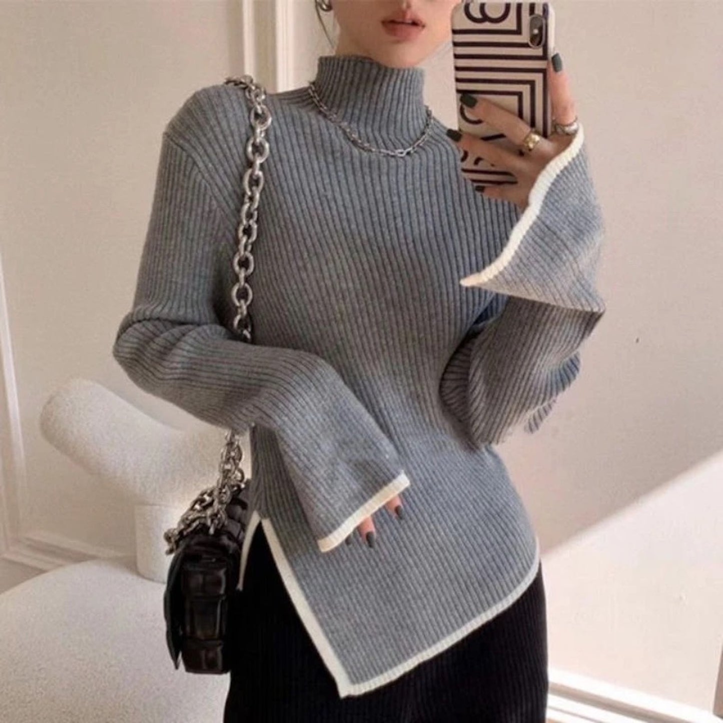 LOOSE FIT SWEATER Grey Elegance