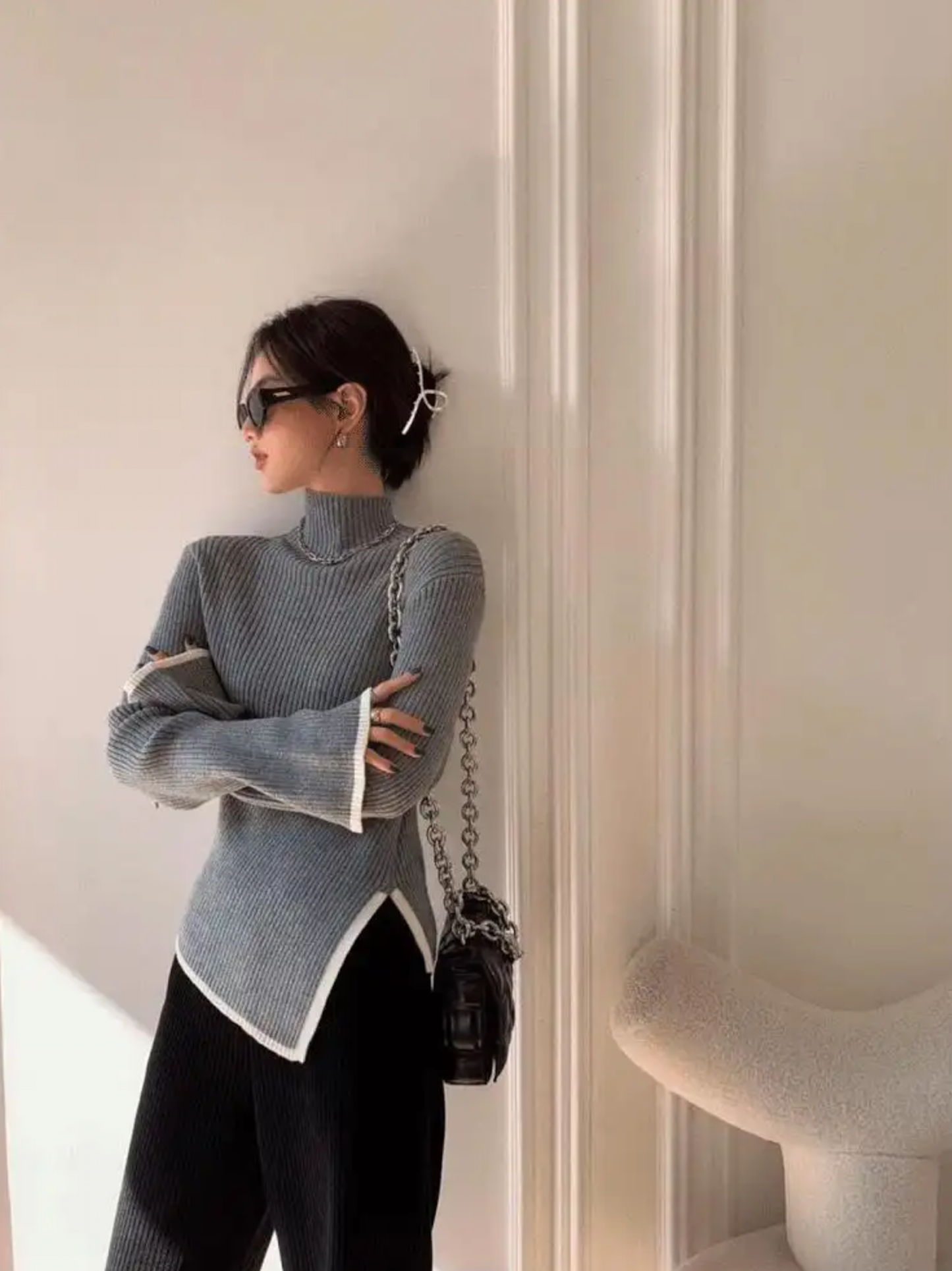 LOOSE FIT SWEATER Grey Elegance