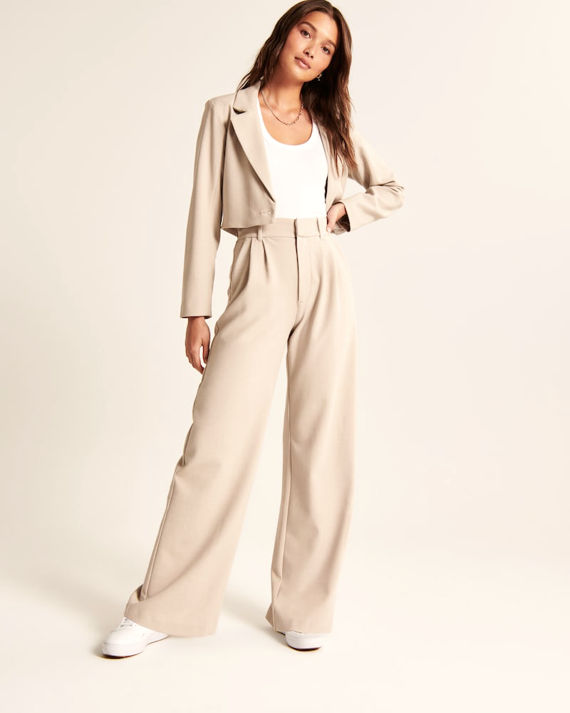 BELLA BEIGE Tailored Pantalon Wide Leg