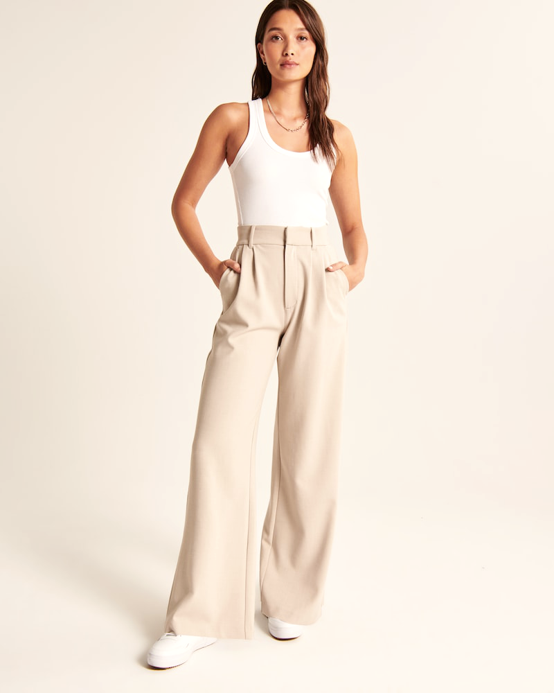 BELLA BEIGE Tailored Pantalon Wide Leg