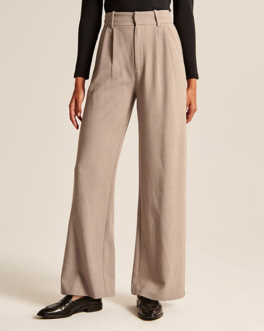 BELLA TAUPE Tailored Pantalon Wide Leg