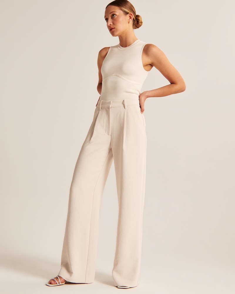 BELLA BEIGE Tailored Pantalon Wide Leg