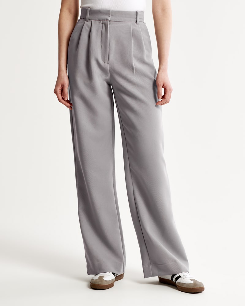 BELLA STONE GREY Tailored Pantalon Wide Leg