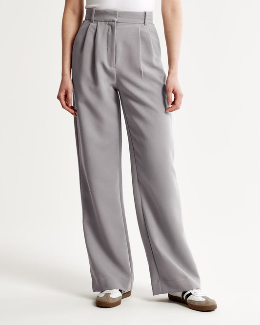 BELLA STONE GREY Tailored Pantalon Wide Leg