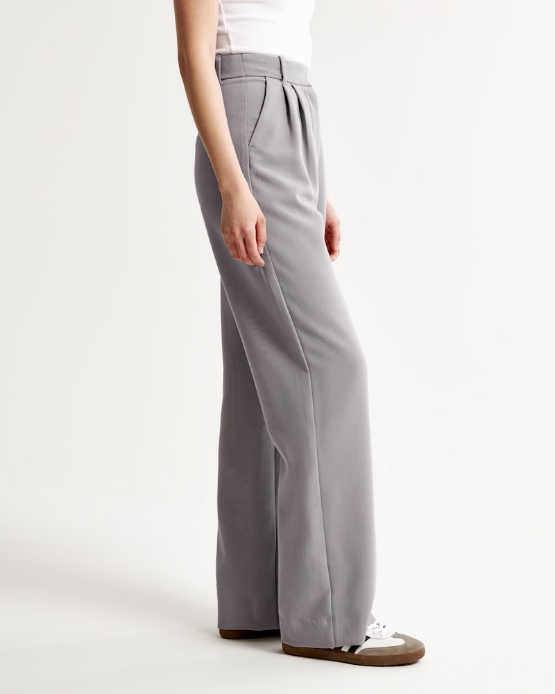 BELLA STONE GREY Tailored Pantalon Wide Leg