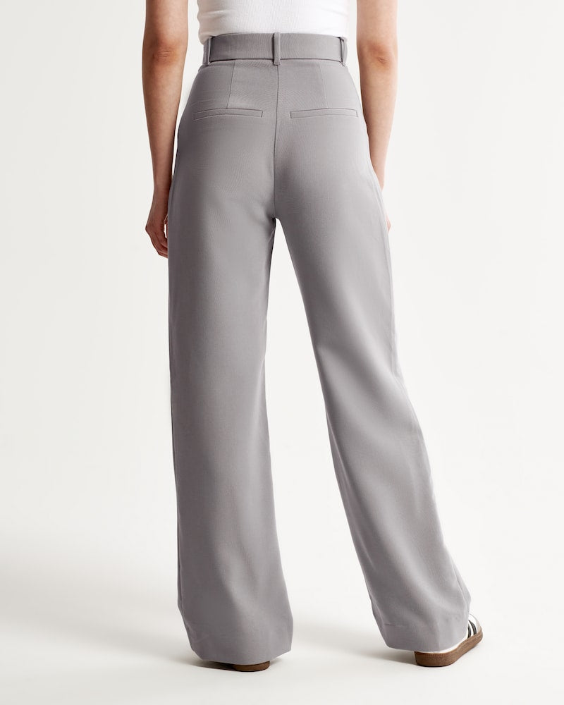 BELLA STONE GREY Tailored Pantalon Wide Leg