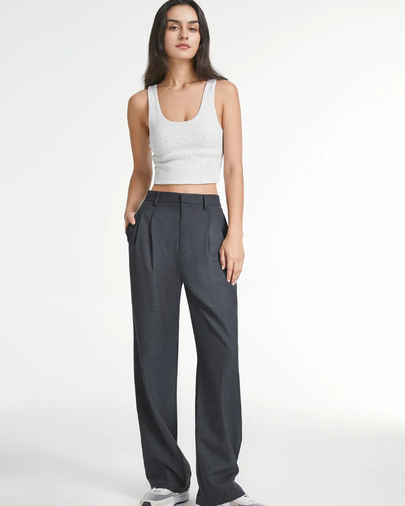 BELLA DARK GREY Tailored Pantalon Wide Leg